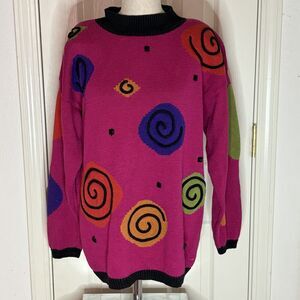 Vintage Extra Energy De Rotchild Geometric Pink Sweater Women’s Medium